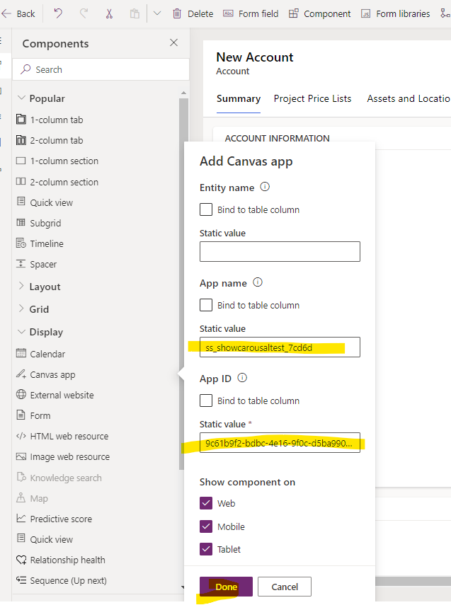 How To Embed A Canvas App On A Model Driven Dynamics Form6