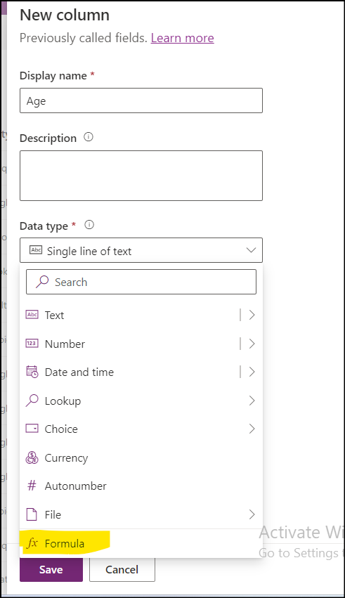 Adding the Power Fx Formula column1