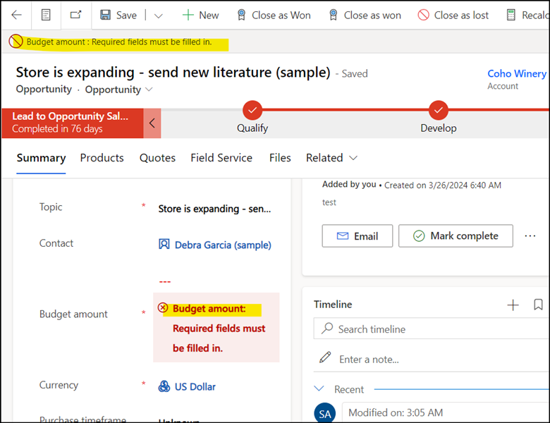 Forcing Field Requirements upon Closing a Case or Opportunity